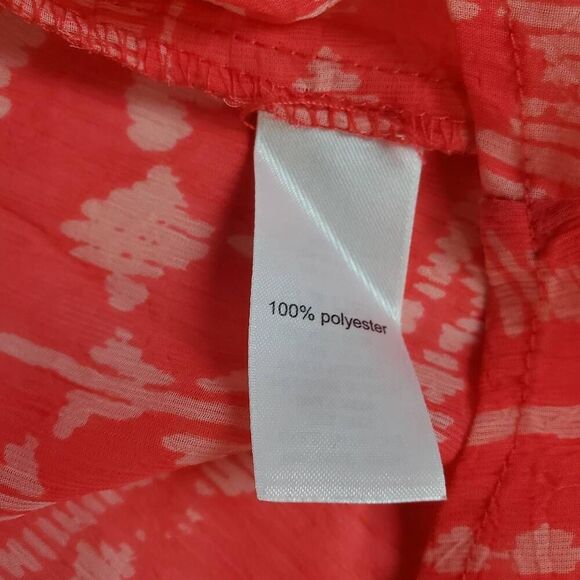 Studio Y Women’s XL Coral Pink Long Sleeve Sheer Blouse Studded Boho Print - Picture 6 of 7